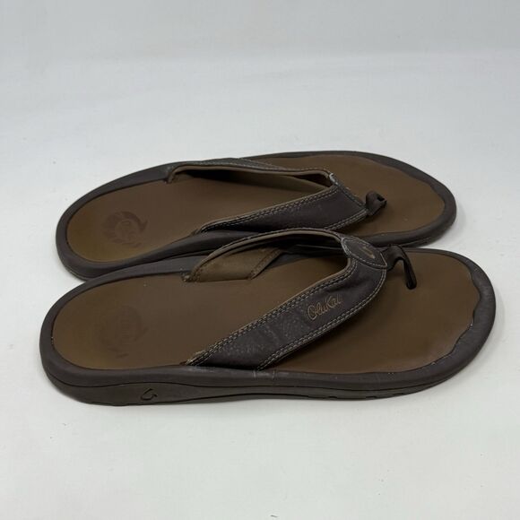 Olukai Ohana Sandals Flip Flops Mens 10 Brown Thong Comfort Casual Beach Preppy - Picture 1 of 15